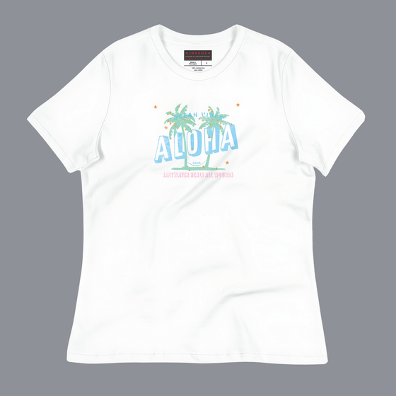 Ocean Vibes Aloha / Holiday Green Palm - Women's Relaxed T-Shirt - inked3 T-shirt