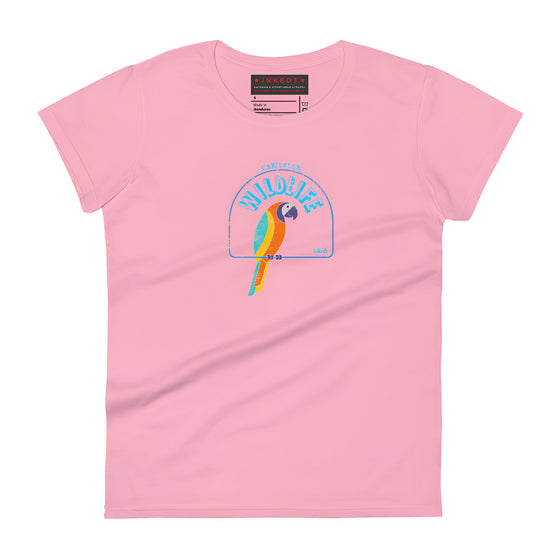 CARIBBEAN WILDLIFE / ANNE'S PIRATE PARROT - FASHION FIT T-SHIRT - inked3 T-shirt Charity Pink / S