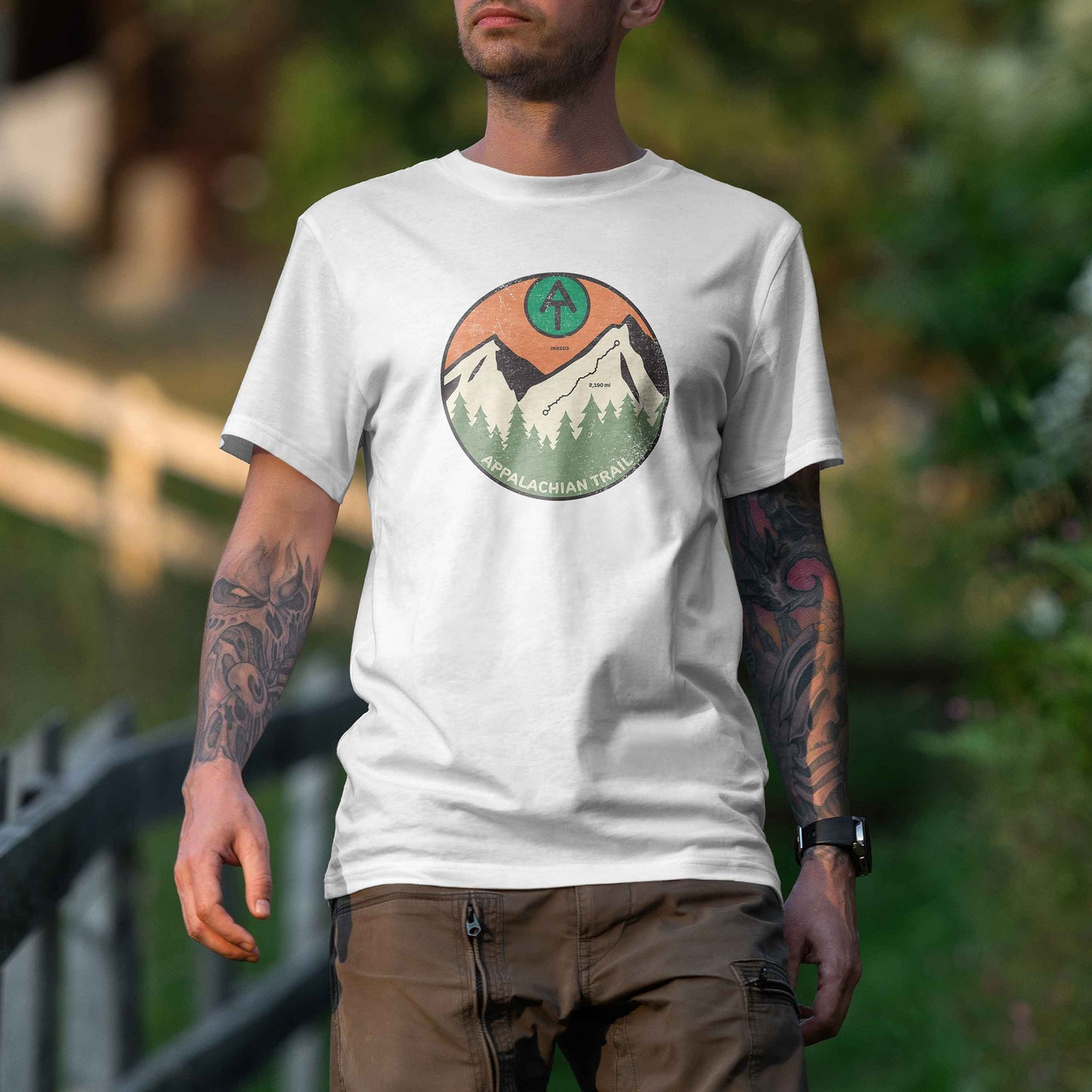 Appalachian Trail Adventure Sunset T-shirt - inked3 T-shirt White / S