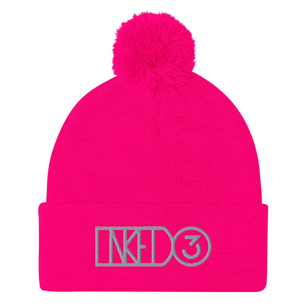 INKED3 Winter Pink Pom-Pom Women's Beanie - inked3 Beanie Neon Pink